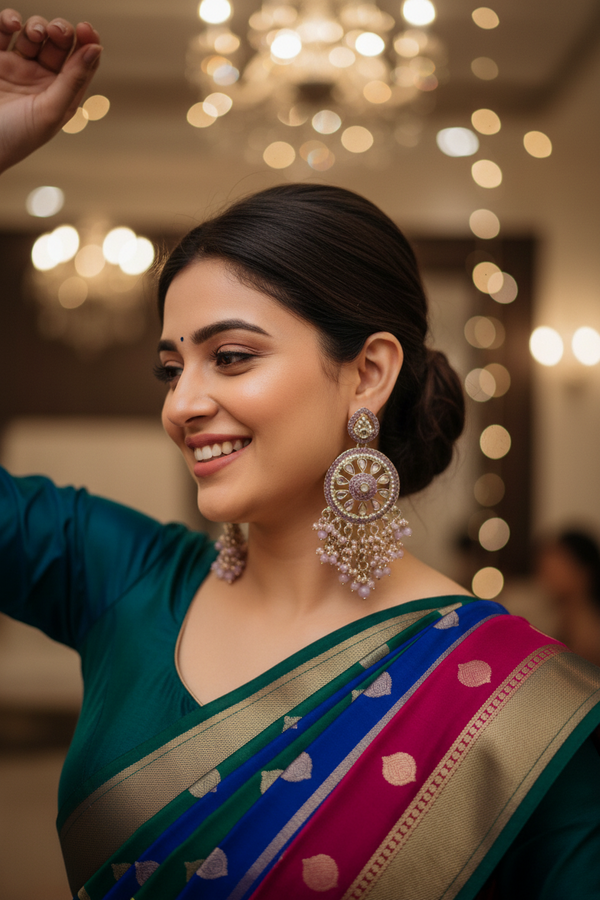 Aarohi Kundan Earrings (Pink)