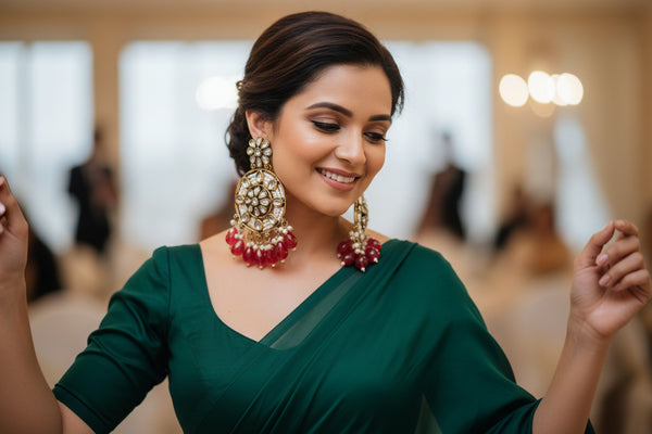 Siya Kundan Earrings (Red)