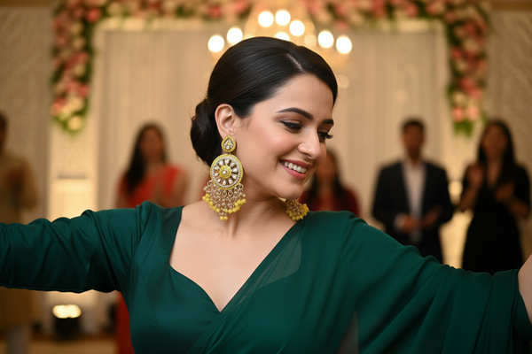 Aarohi Kundan Earrings (Yellow)