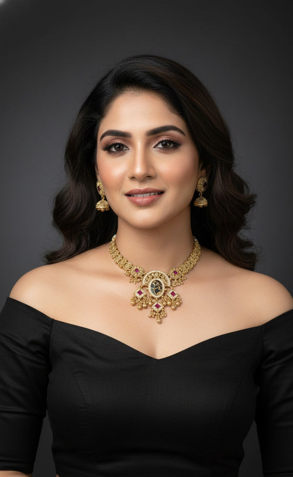 Shahi Necklace (Pink-Green)