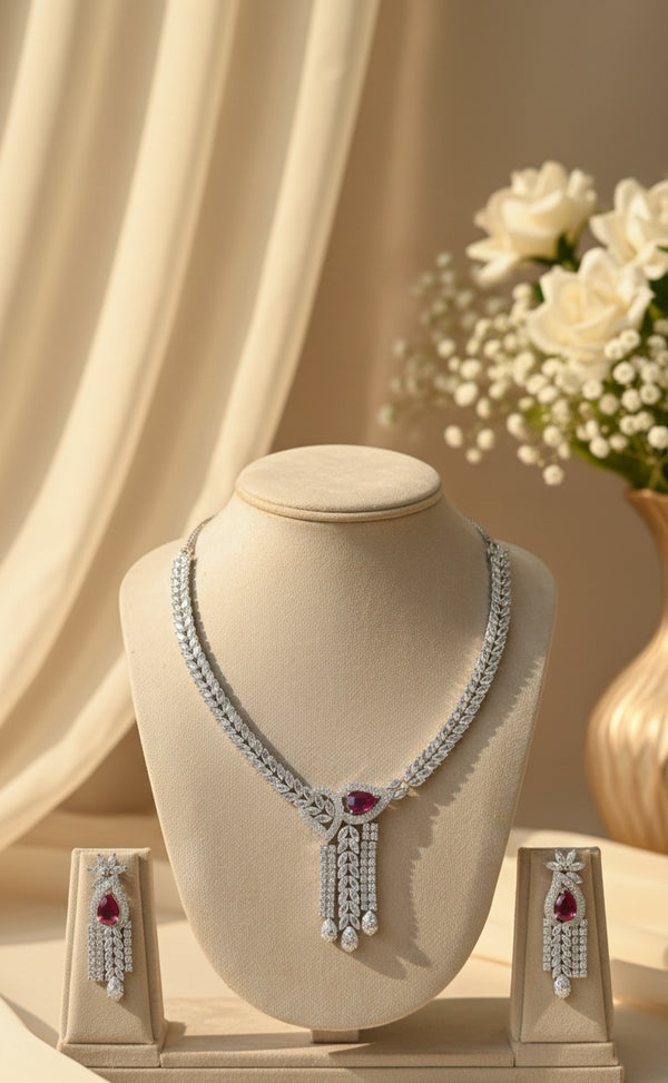 Opal AD Necklace (Rani Pink)