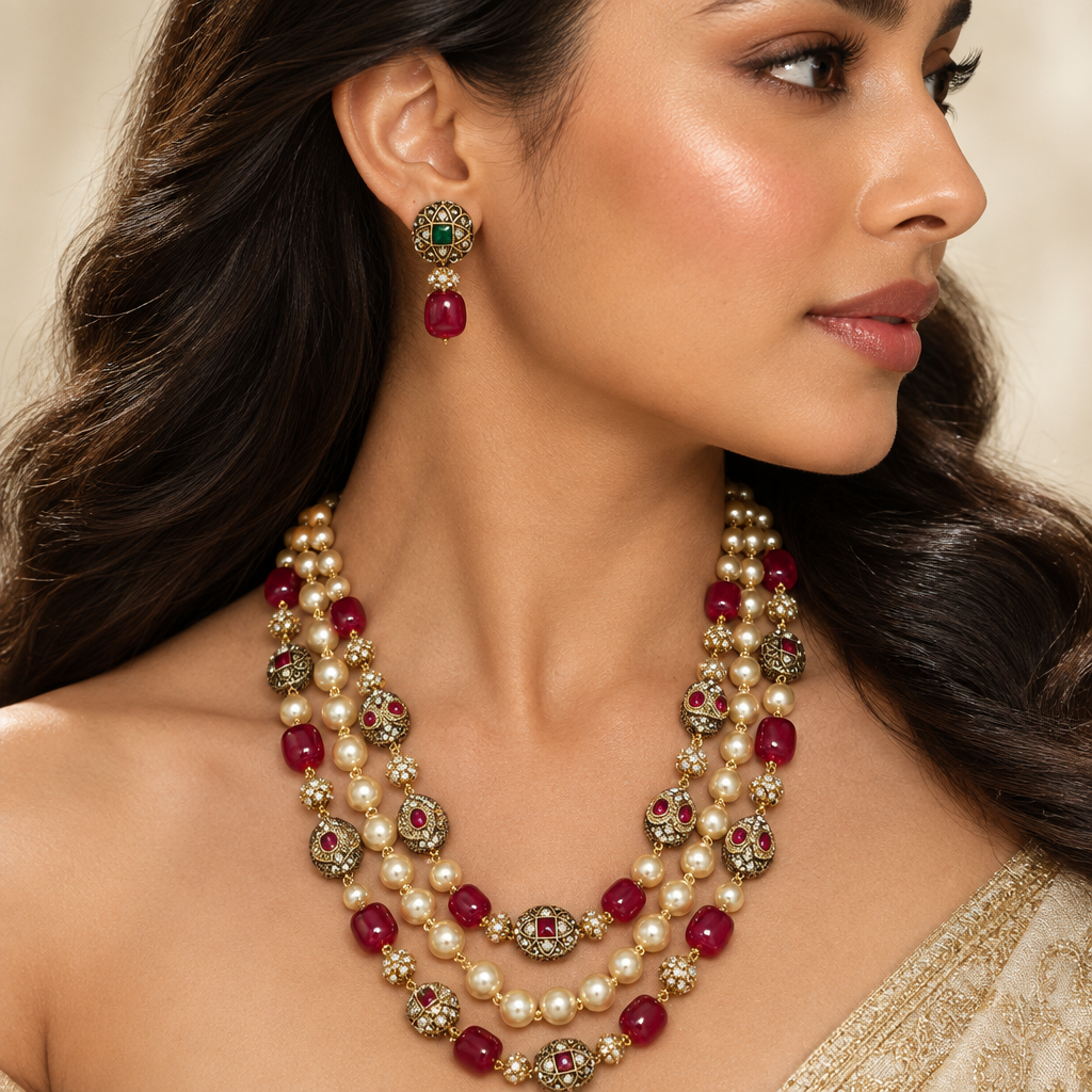 3 Tier Maharani Mala (Wine)