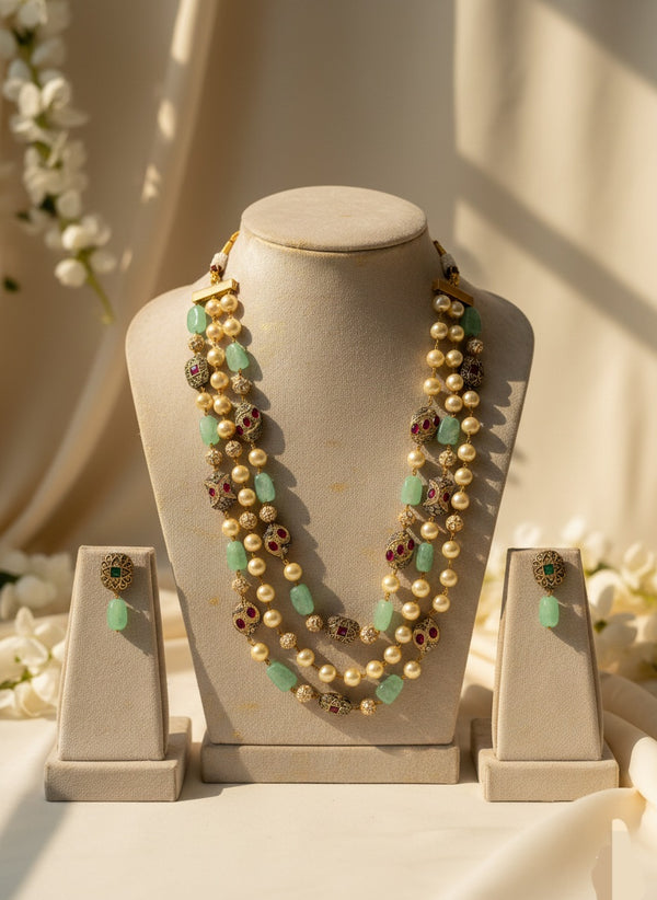 3 Tier Maharani Mala (Mint Green)