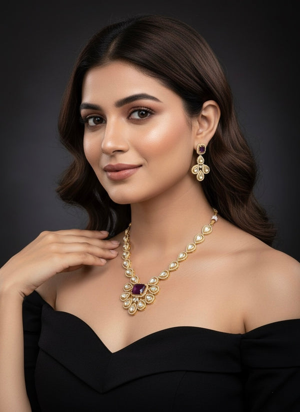 Vira Kundan Necklace (Purple)