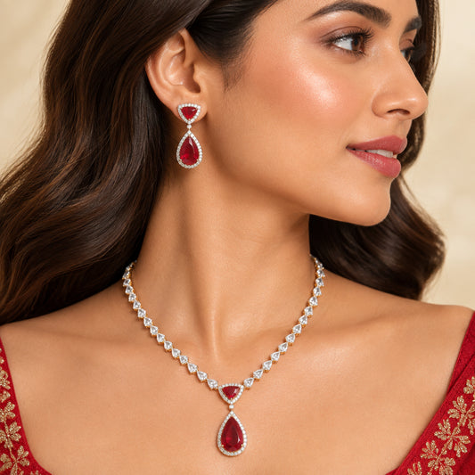 Ira AD Necklace Set (Red)