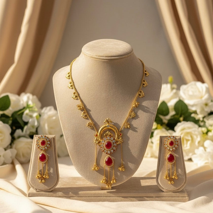 Ziva Kashmiri Necklace (Red)