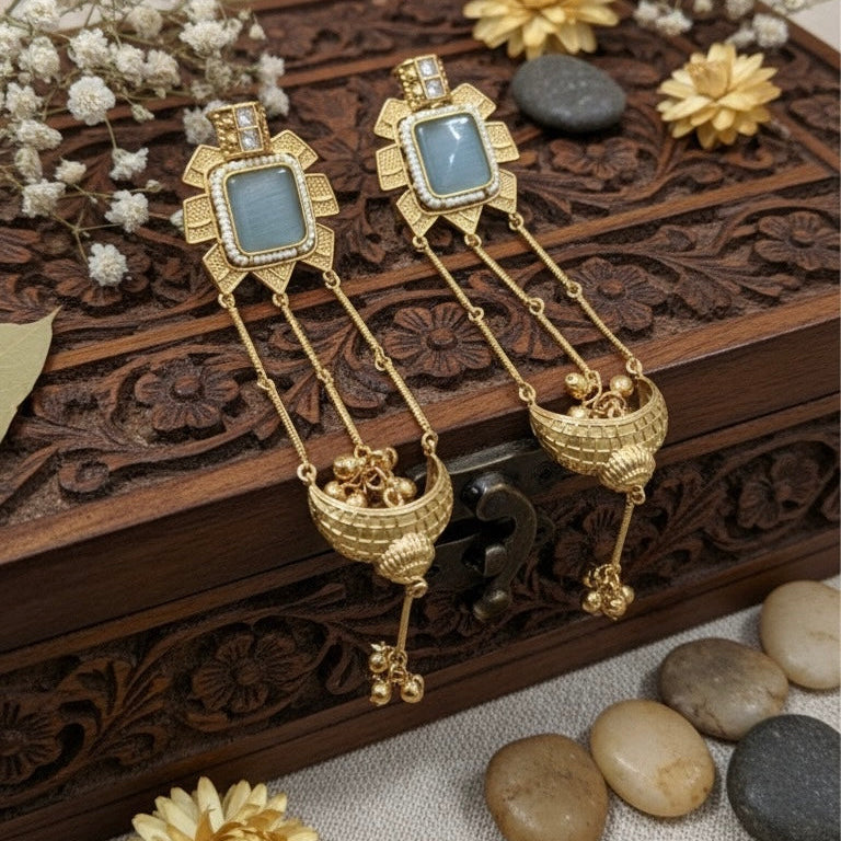 Zehra Kashmiri Earrings (Sea blue)