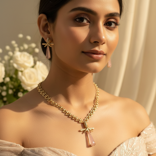 Blush Drop AD Necklace (Peach)