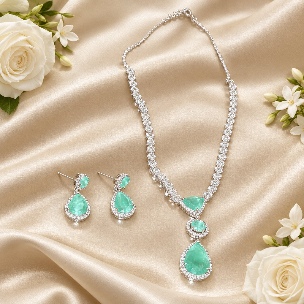 Ira AD Necklace Set (Mint Green)