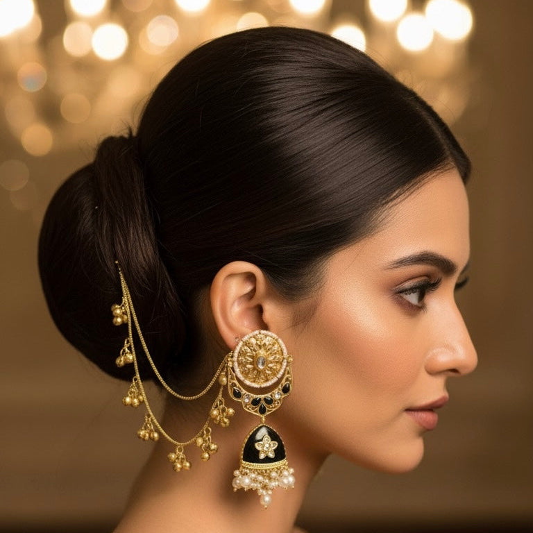 Noor Chain Earrings (Black)