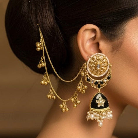 Noor Chain Earrings (Black)