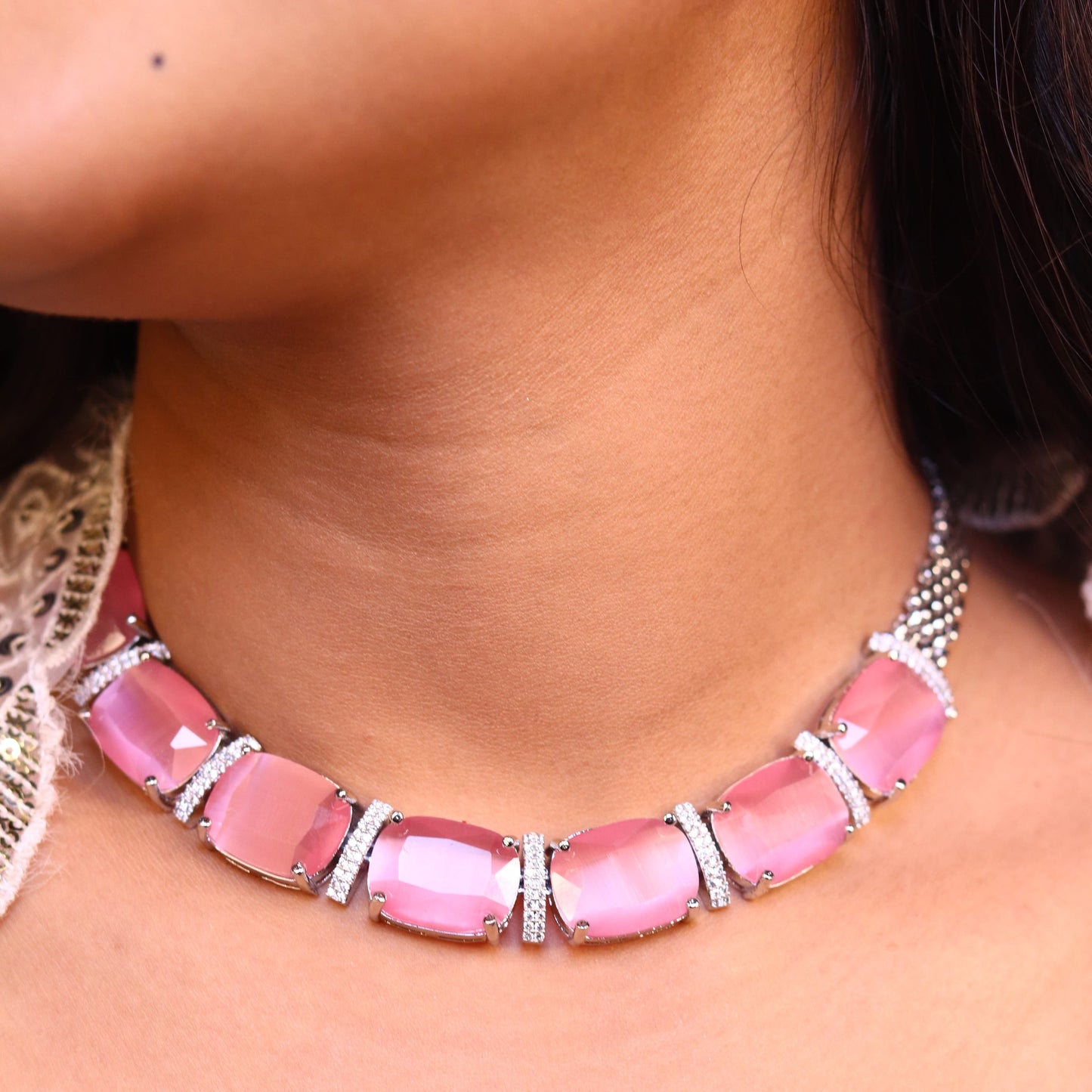 Orra AD Necklace (Pink)