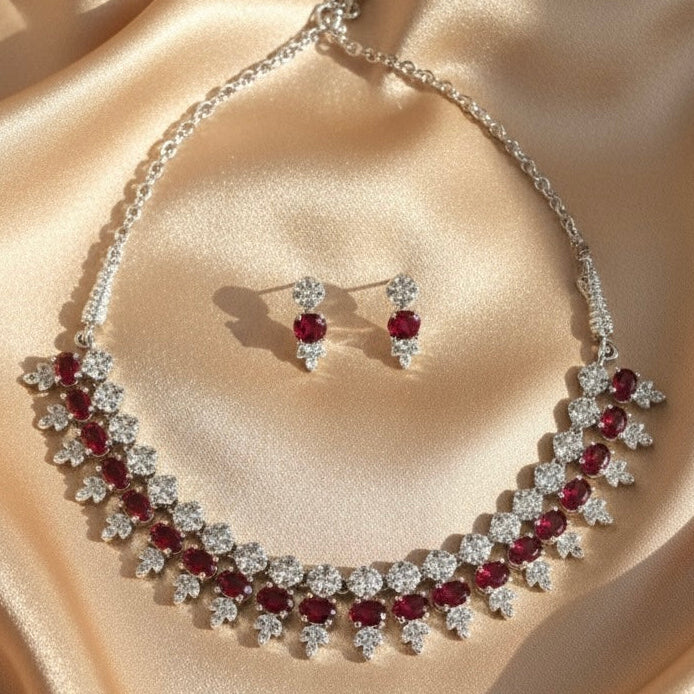 Luxe Line AD Necklace (Red)