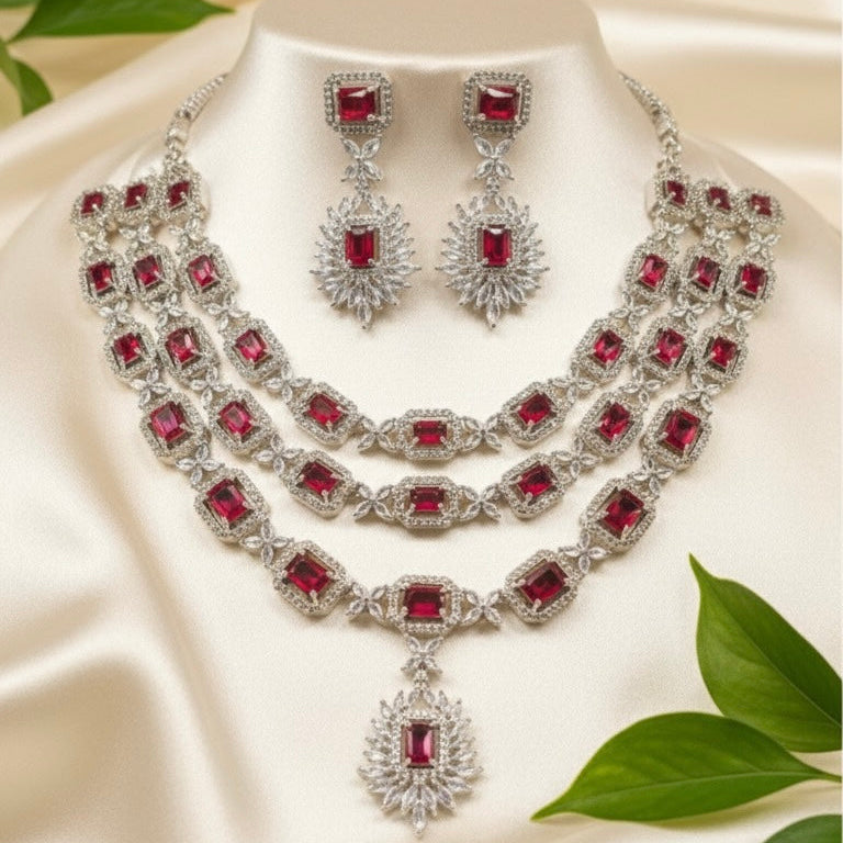Luxe Layered AD Necklace (Red)