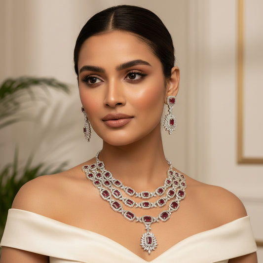 Luxe Layered AD Necklace (Red)