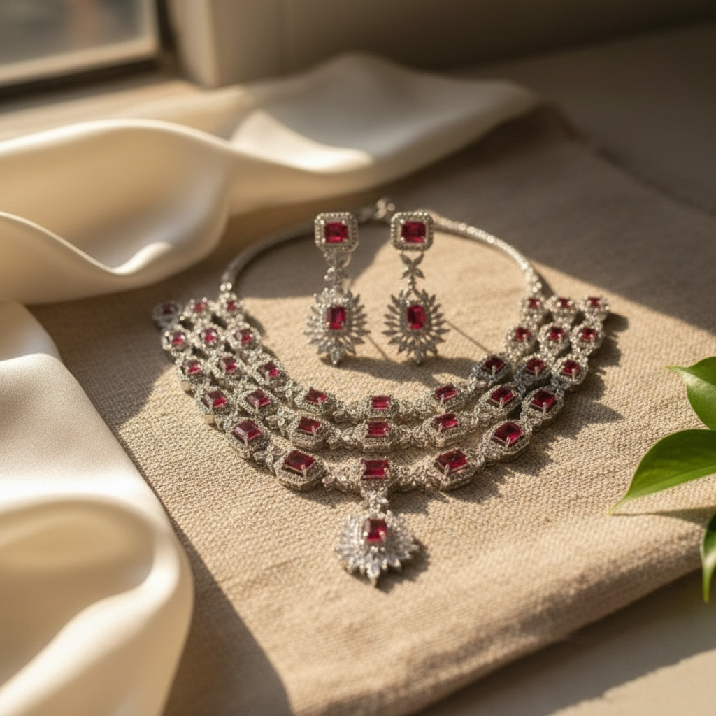Luxe Layered AD Necklace (Red)