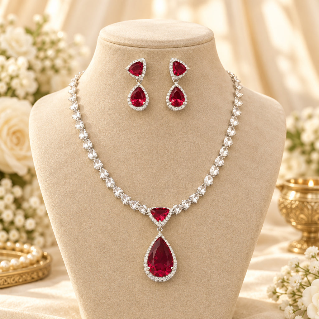 Ira AD Necklace Set (Red)