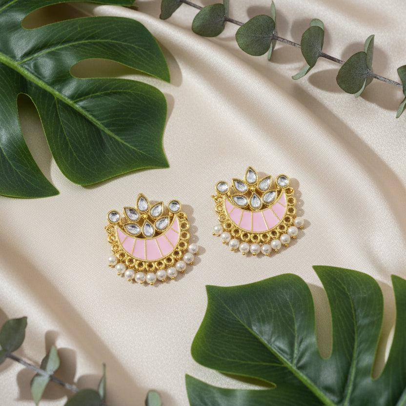 Chaand Earrings (Light Pink)