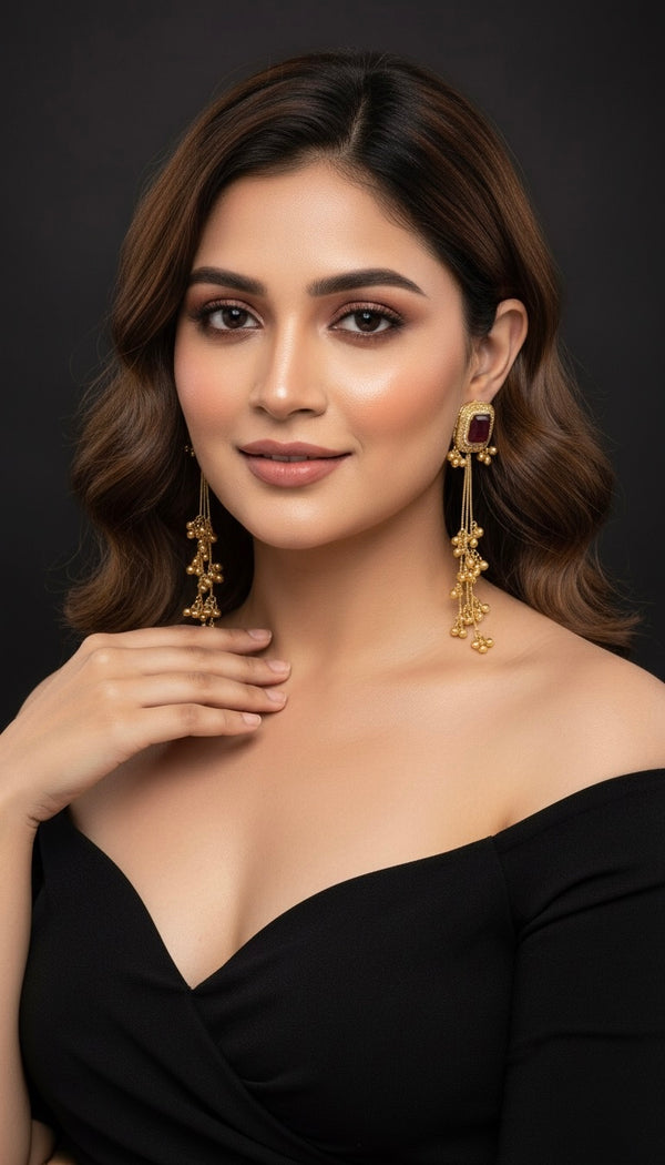 Saanvi Kashmiri Earrings(Wine)