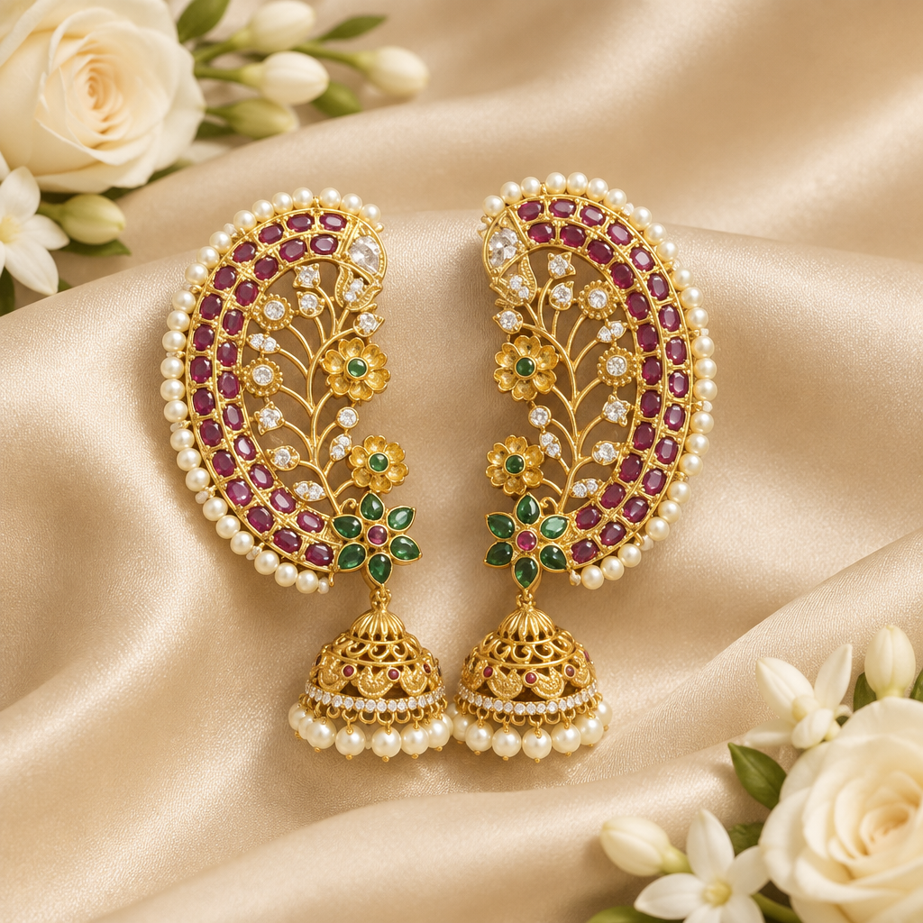 Tarini Temple Ear Cuffs (Green)
