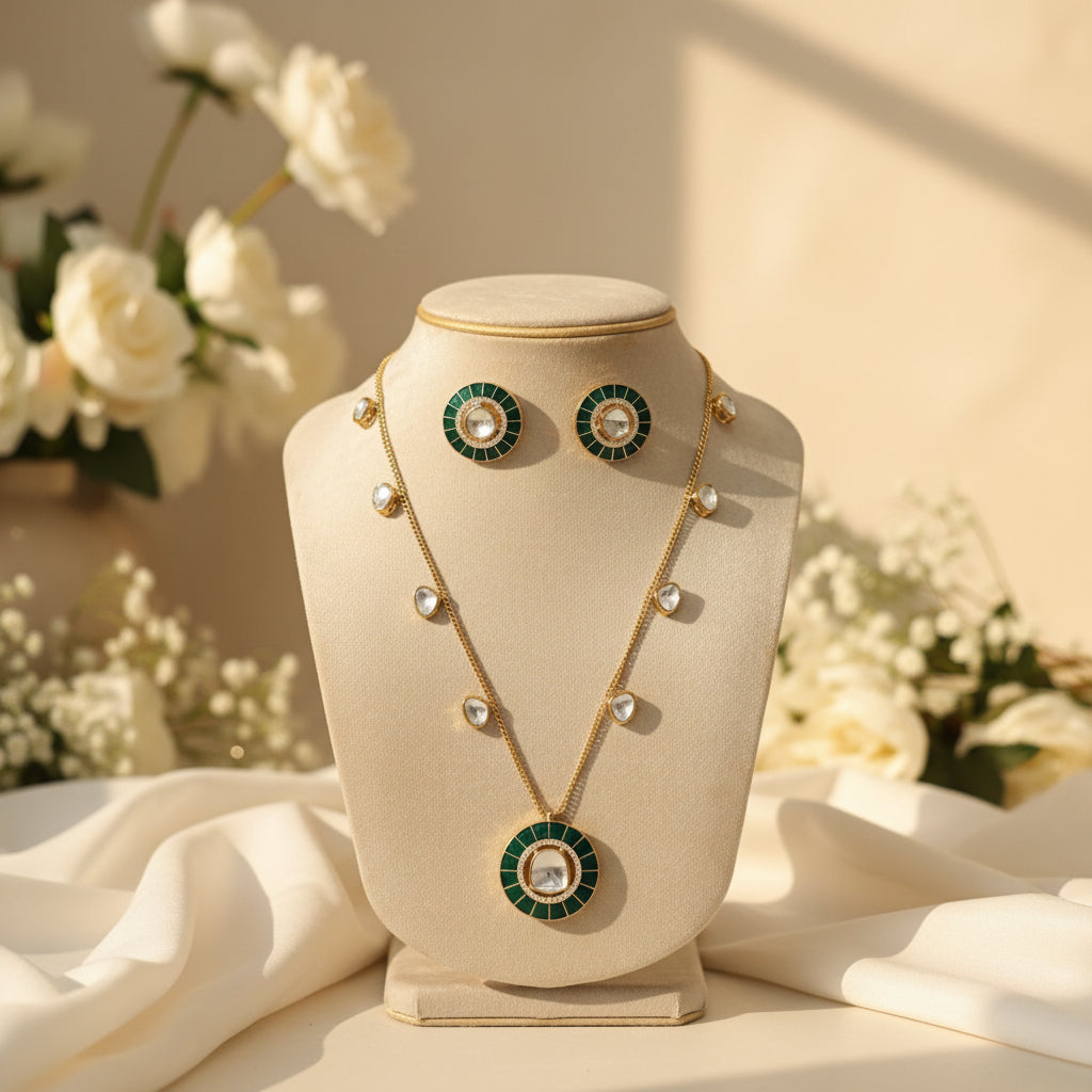 Royal Kundan Necklace (Green)