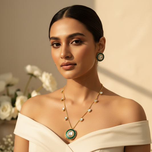 Royal Kundan Necklace (Green)