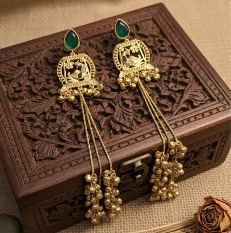 Zira Kashmiri Earrings (Green)