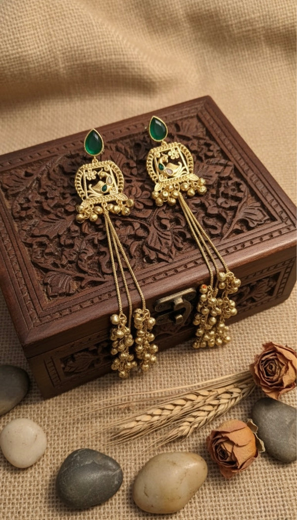 Zira Kashmiri Earrings (Green)