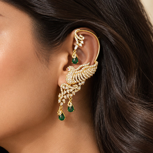 Riya Temple Ear Cuffs (Green)