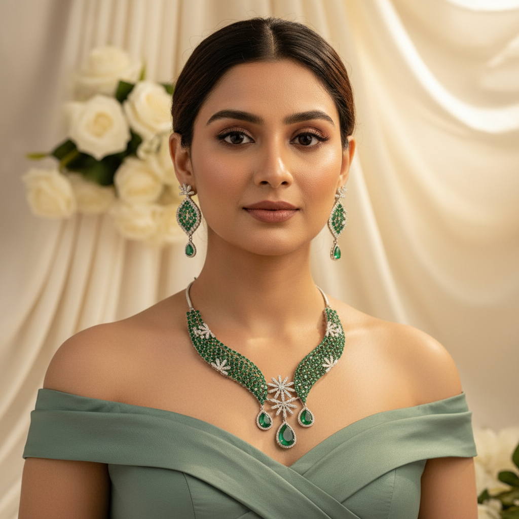 Emerald Bloom AD Necklace (Green)
