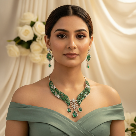 Emerald Bloom AD Necklace (Green)