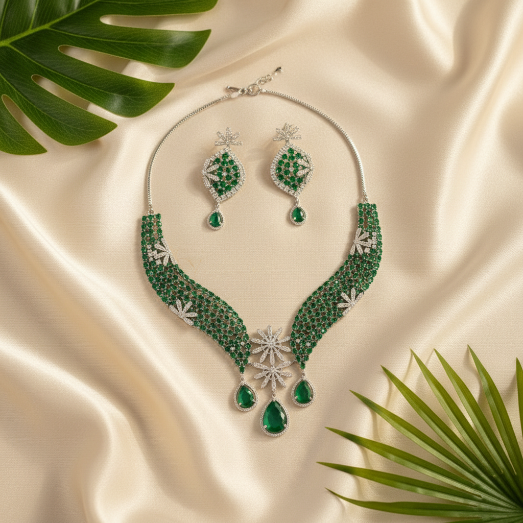 Emerald Bloom AD Necklace (Green)