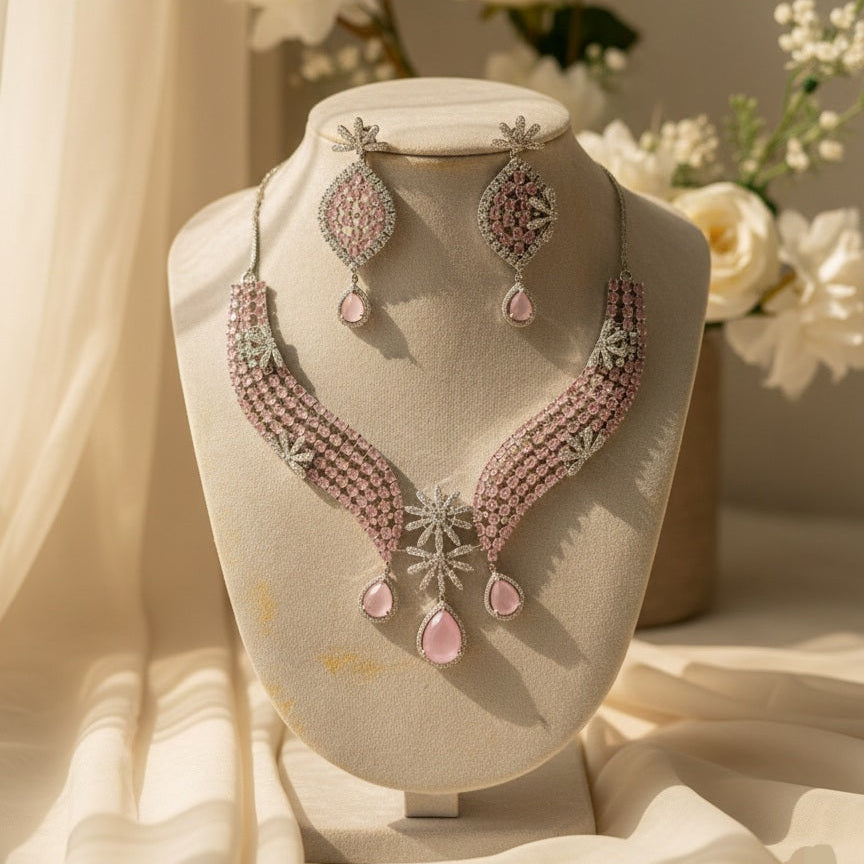 Emerald Bloom AD Necklace (Pink)