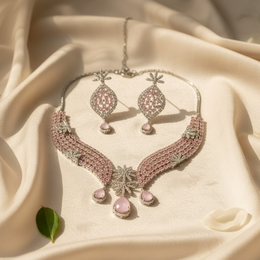 Emerald Bloom AD Necklace (Pink)