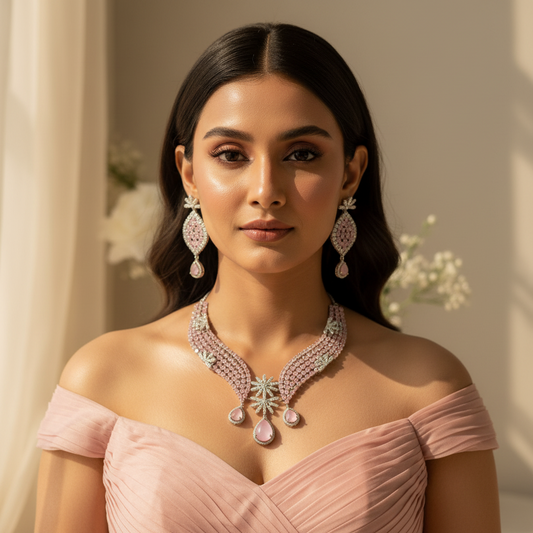 Emerald Bloom AD Necklace (Pink)