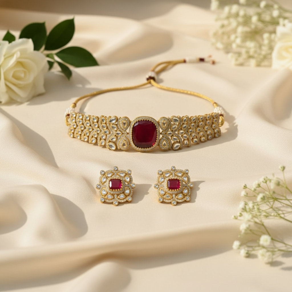 Maira Chokar Necklace (Wine)