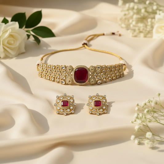 Maira Chokar Necklace (Wine)