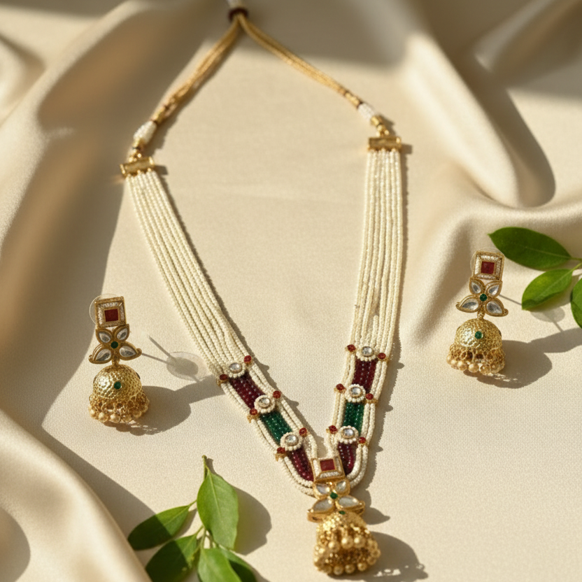 Samira Kashmiri Necklace (Wine-Green)