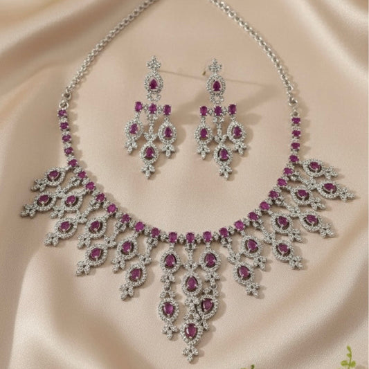 Imperial Bloom Ad Necklace (Rani Pink)