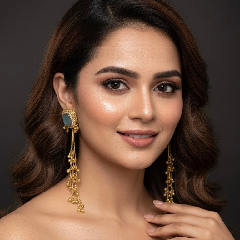 Saanvi Kashmiri Earrings(Mint Green)