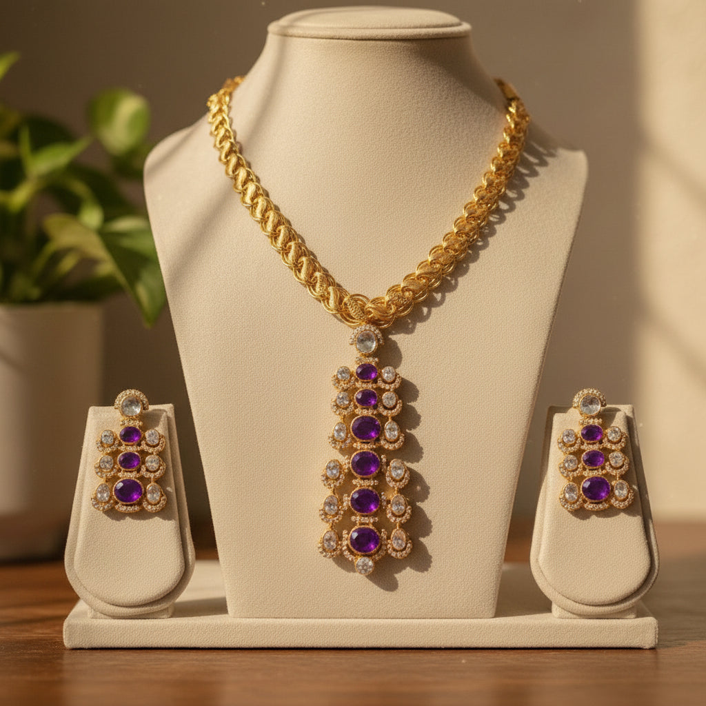 Noorvi AD Necklace (Purple)