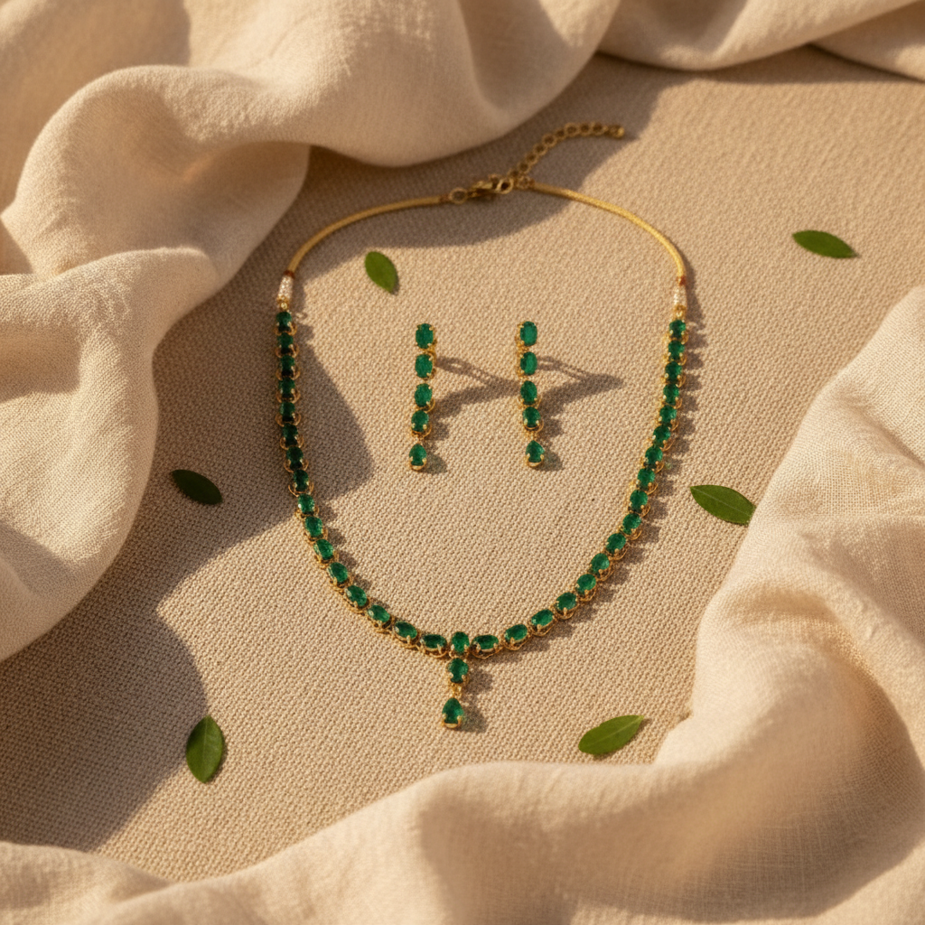 Radiant Line AD Necklace (Green)