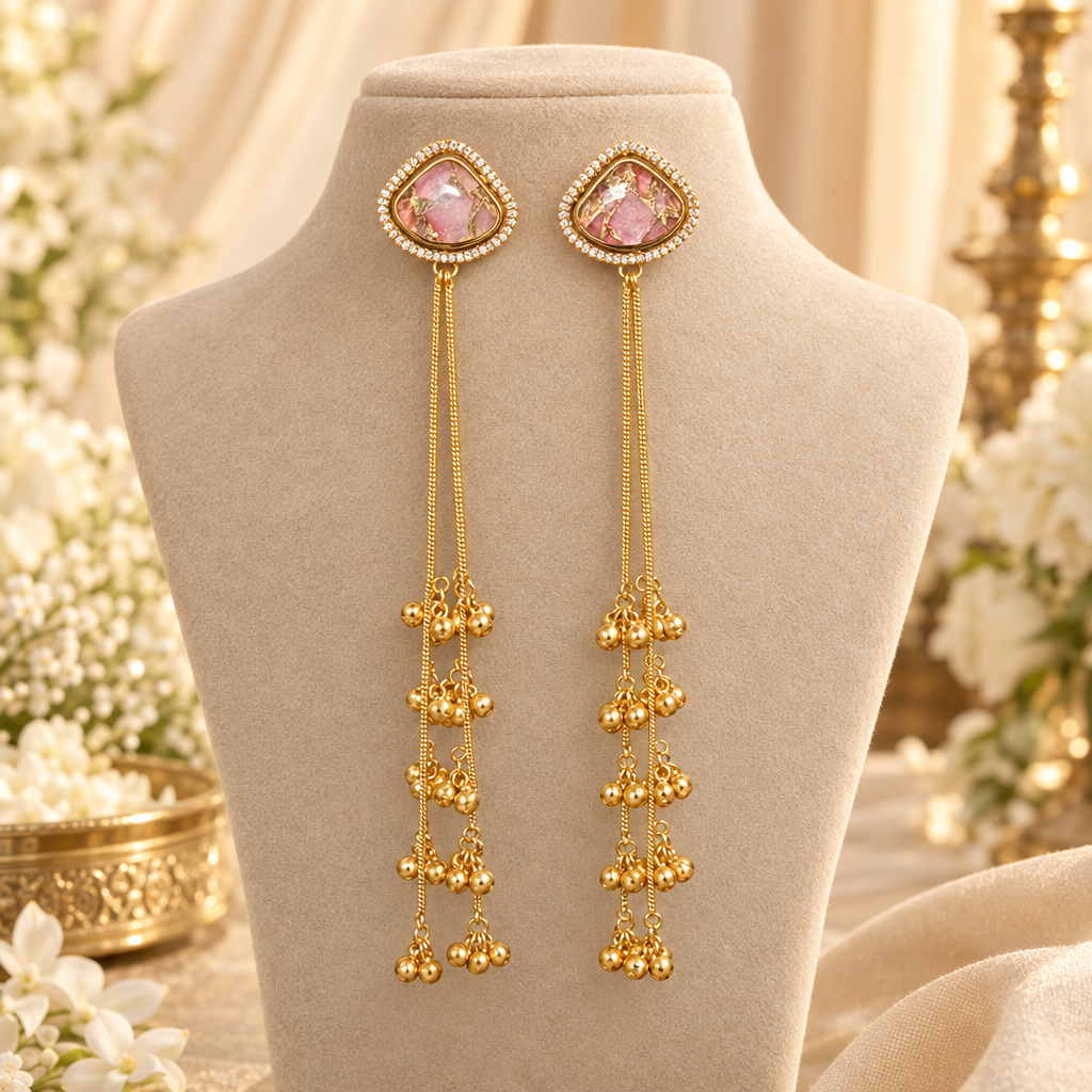 Nandani Kashmiri Earrings (Light Pink)