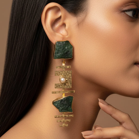 Rock Bar Hasli Earrings (Green)