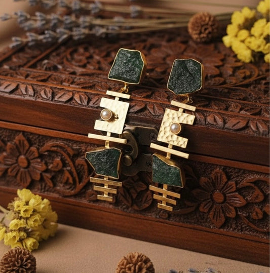 Rock Bar Hasli Earrings (Green)