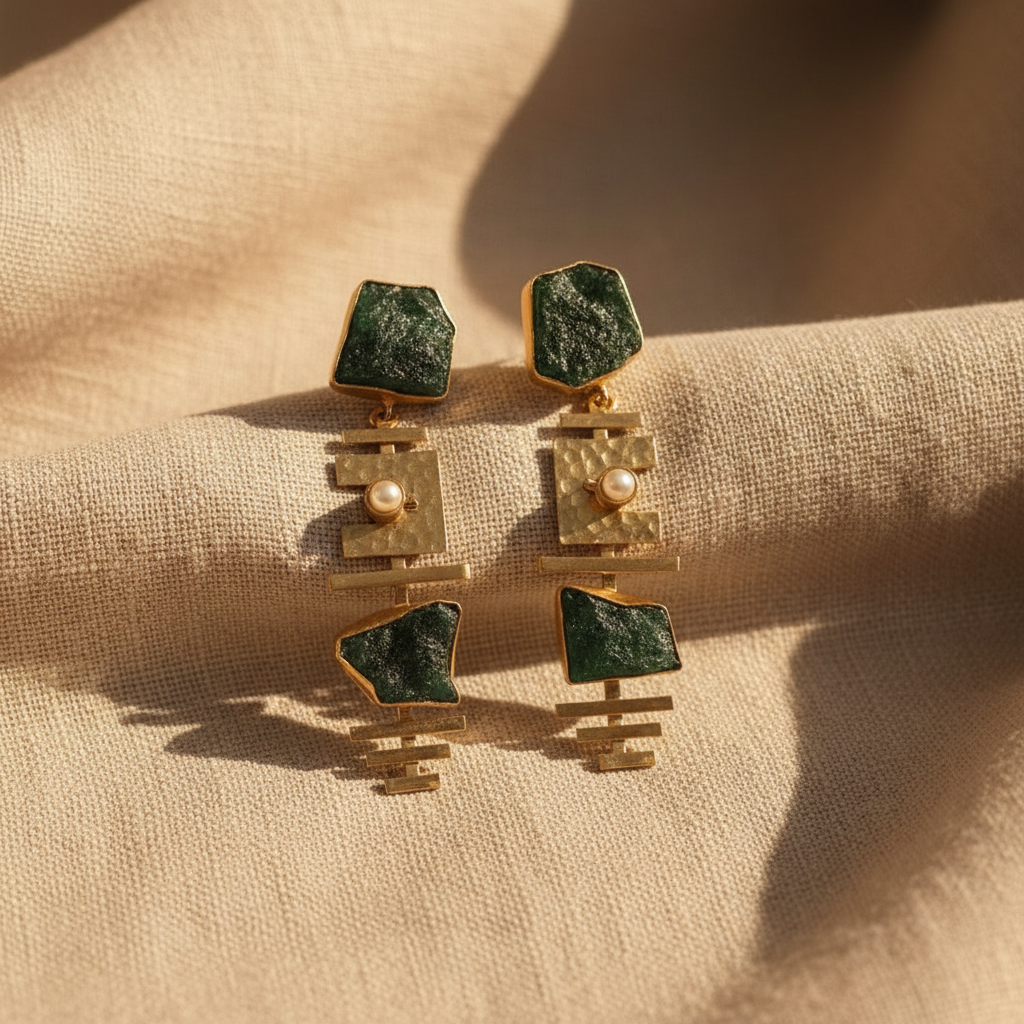 Rock Bar Hasli Earrings (Green)