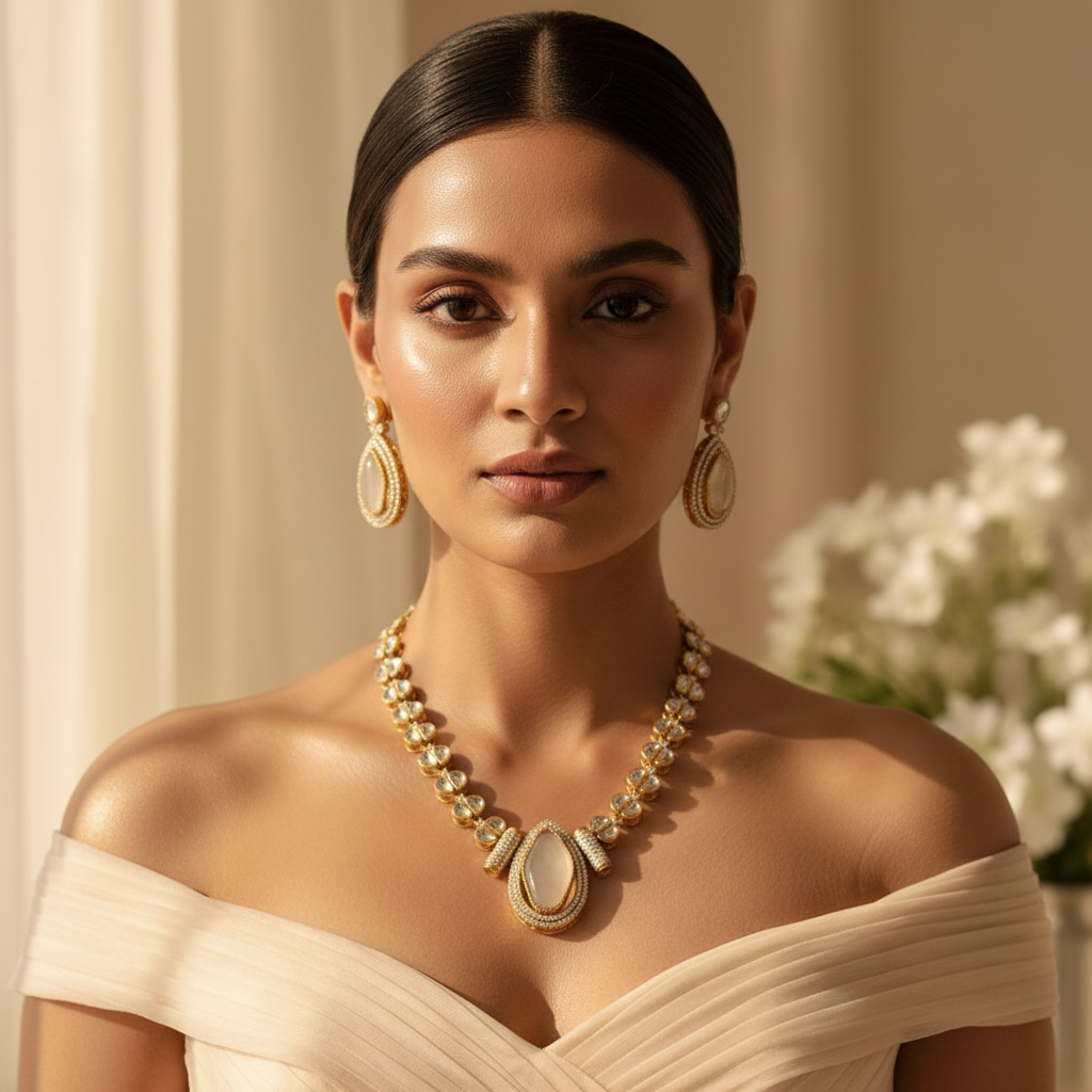 Naira Kundan Necklace (White)