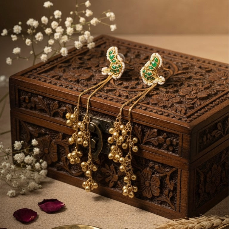Charvi Kashmiri Earrings (Green)