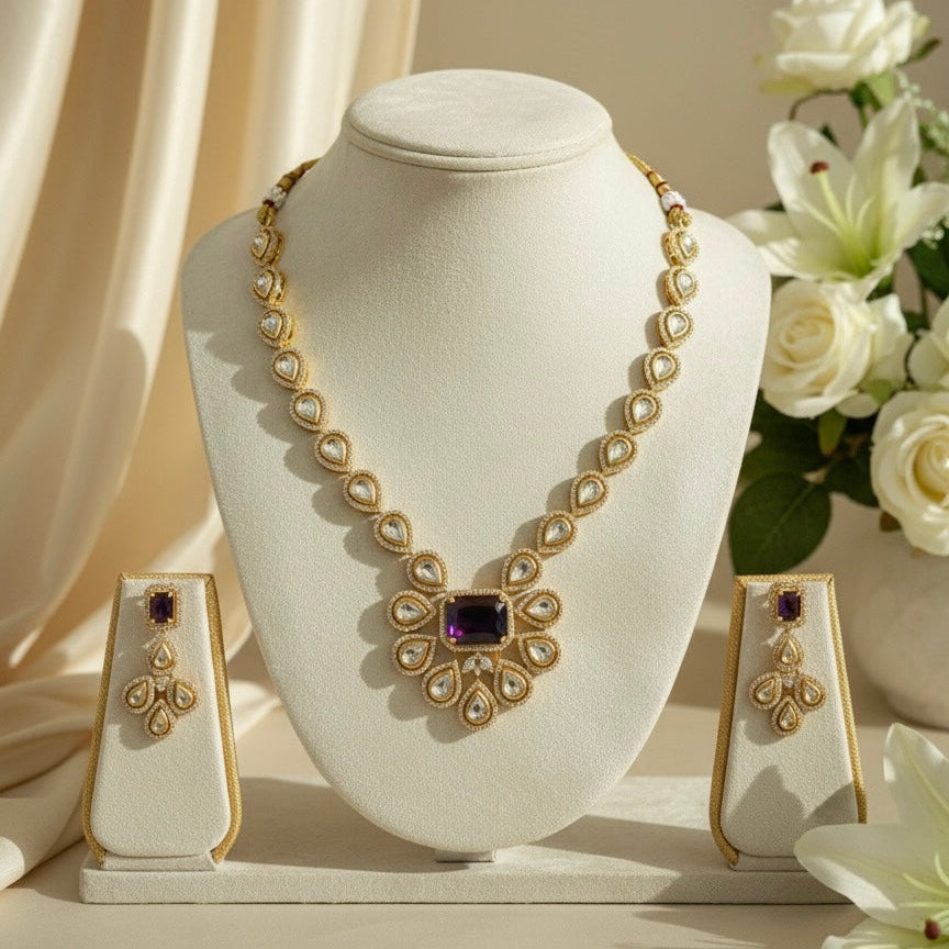 Vira Kundan Necklace (Purple)