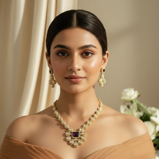 Vira Kundan Necklace (Purple)